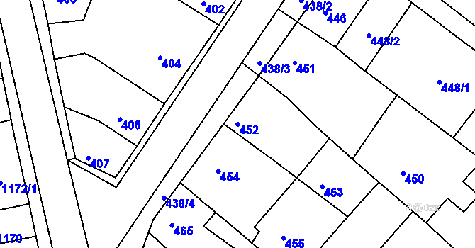 Parcela st. 452 v KÚ Rájec nad Svitavou, Katastrální mapa