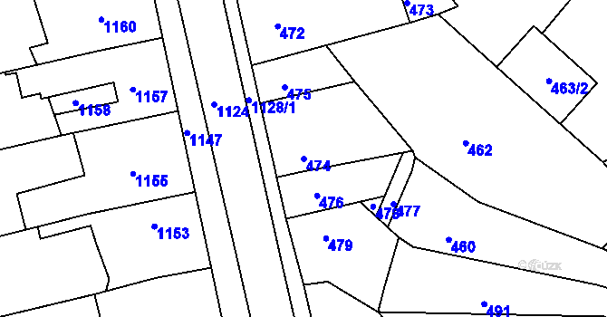Parcela st. 474 v KÚ Rájec nad Svitavou, Katastrální mapa