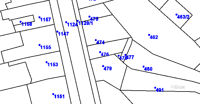 Parcela st. 476 v KÚ Rájec nad Svitavou, Katastrální mapa