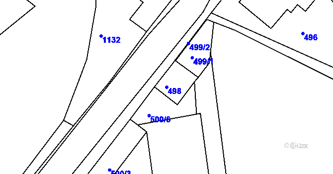 Parcela st. 498 v KÚ Rájec nad Svitavou, Katastrální mapa