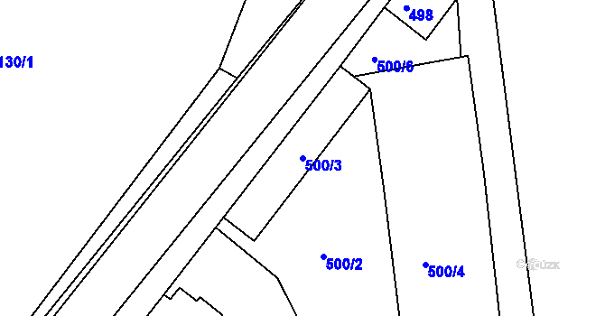 Parcela st. 500/3 v KÚ Rájec nad Svitavou, Katastrální mapa