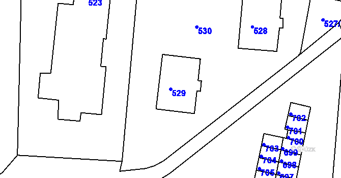 Parcela st. 529 v KÚ Rájec nad Svitavou, Katastrální mapa