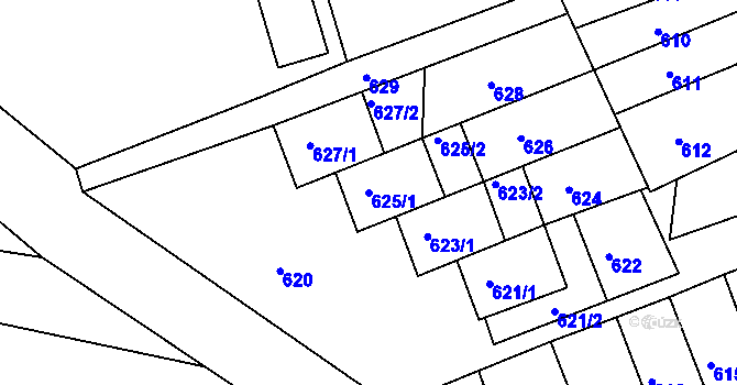 Parcela st. 625/1 v KÚ Rájec nad Svitavou, Katastrální mapa
