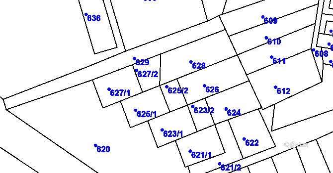 Parcela st. 625/2 v KÚ Rájec nad Svitavou, Katastrální mapa