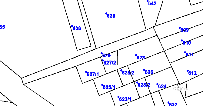 Parcela st. 629 v KÚ Rájec nad Svitavou, Katastrální mapa