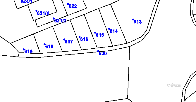Parcela st. 630 v KÚ Rájec nad Svitavou, Katastrální mapa