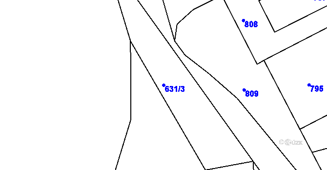Parcela st. 631/3 v KÚ Rájec nad Svitavou, Katastrální mapa