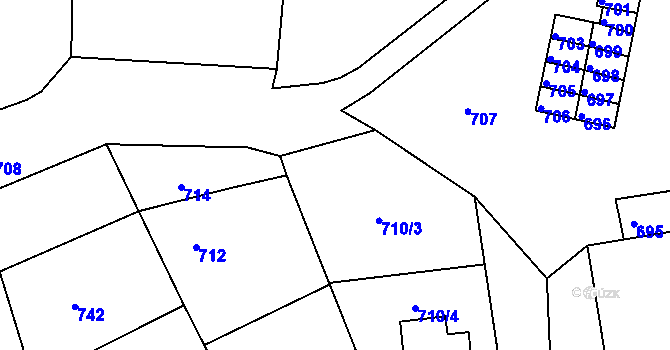 Parcela st. 711 v KÚ Rájec nad Svitavou, Katastrální mapa