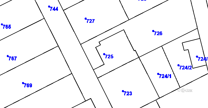 Parcela st. 725 v KÚ Rájec nad Svitavou, Katastrální mapa