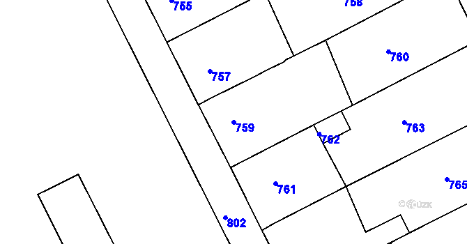 Parcela st. 759 v KÚ Rájec nad Svitavou, Katastrální mapa