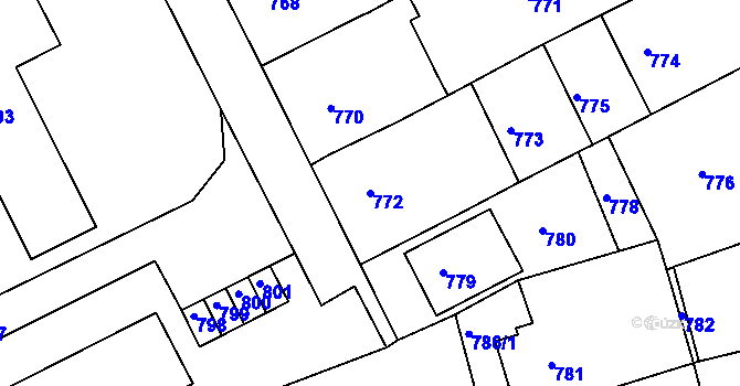 Parcela st. 772 v KÚ Rájec nad Svitavou, Katastrální mapa