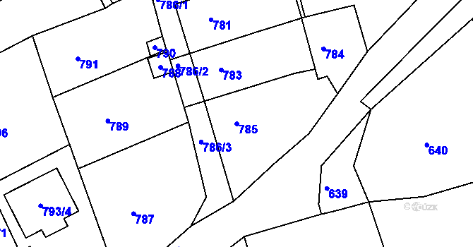 Parcela st. 785 v KÚ Rájec nad Svitavou, Katastrální mapa