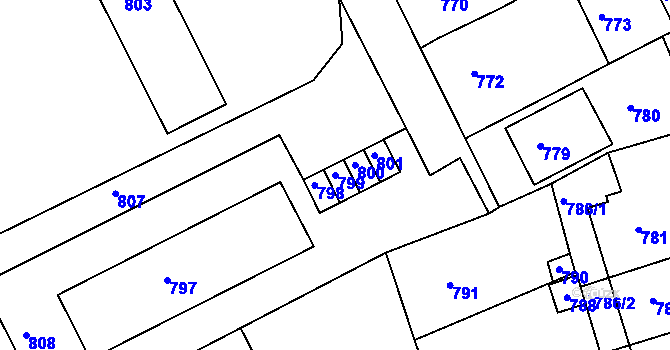 Parcela st. 799 v KÚ Rájec nad Svitavou, Katastrální mapa