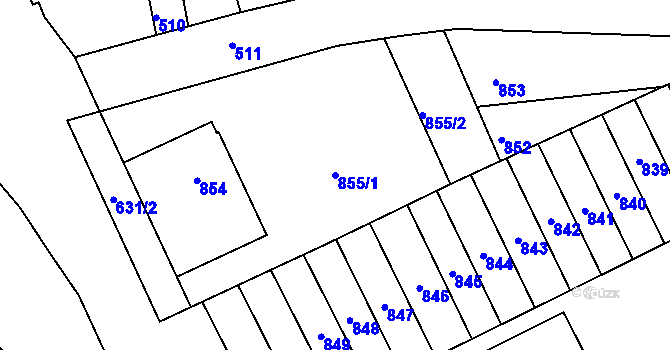 Parcela st. 855/1 v KÚ Rájec nad Svitavou, Katastrální mapa