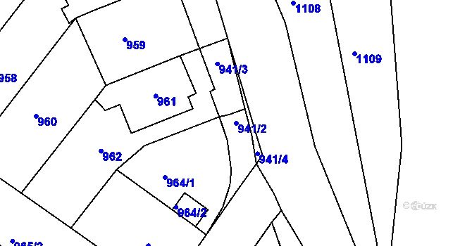 Parcela st. 941/2 v KÚ Rájec nad Svitavou, Katastrální mapa