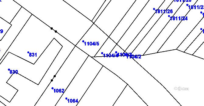 Parcela st. 1104/4 v KÚ Rájec nad Svitavou, Katastrální mapa