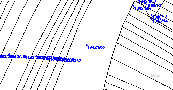 Parcela st. 1842/605 v KÚ Rájec nad Svitavou, Katastrální mapa