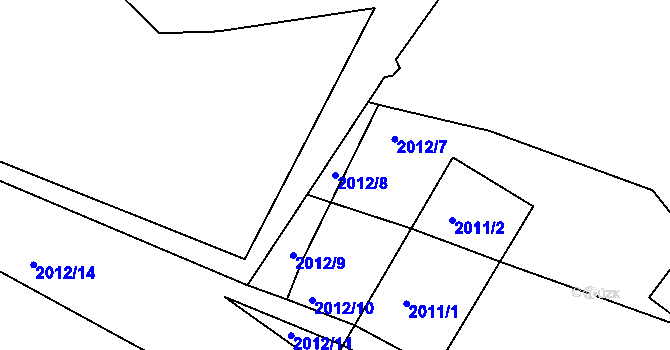 Parcela st. 2012/8 v KÚ Rájec nad Svitavou, Katastrální mapa