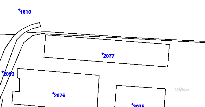 Parcela st. 2077 v KÚ Rájec nad Svitavou, Katastrální mapa
