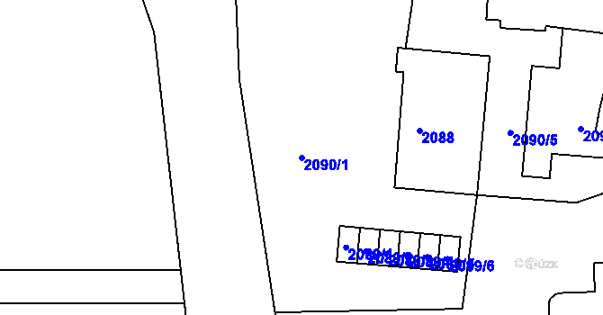 Parcela st. 2090/1 v KÚ Rájec nad Svitavou, Katastrální mapa