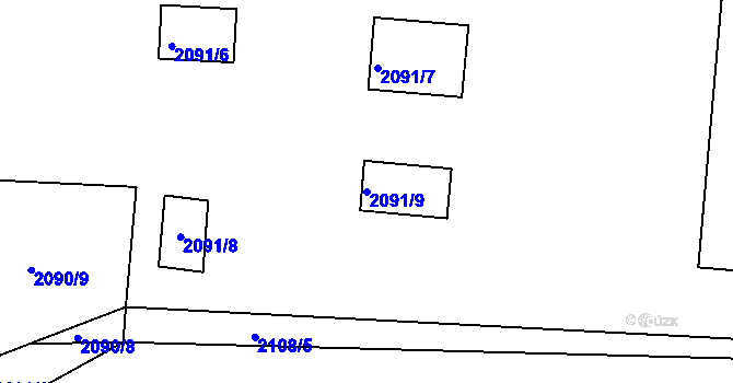 Parcela st. 2091/9 v KÚ Rájec nad Svitavou, Katastrální mapa