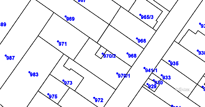 Parcela st. 970/2 v KÚ Rájec nad Svitavou, Katastrální mapa