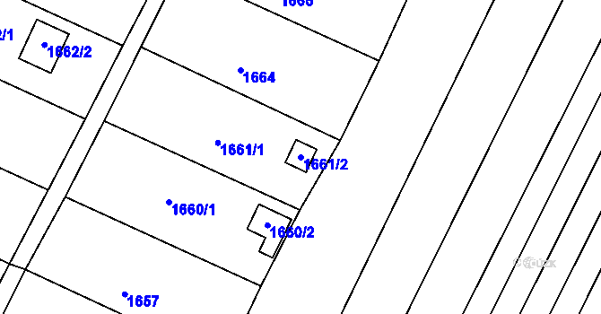 Parcela st. 1661/2 v KÚ Rájec nad Svitavou, Katastrální mapa