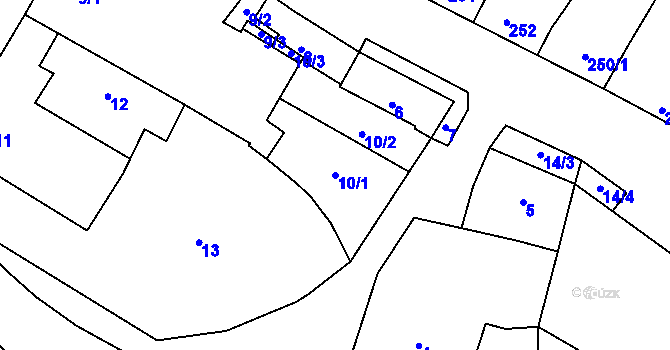 Parcela st. 10/1 v KÚ Rájec nad Svitavou, Katastrální mapa