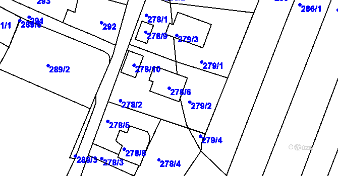 Parcela st. 278/6 v KÚ Rájec nad Svitavou, Katastrální mapa