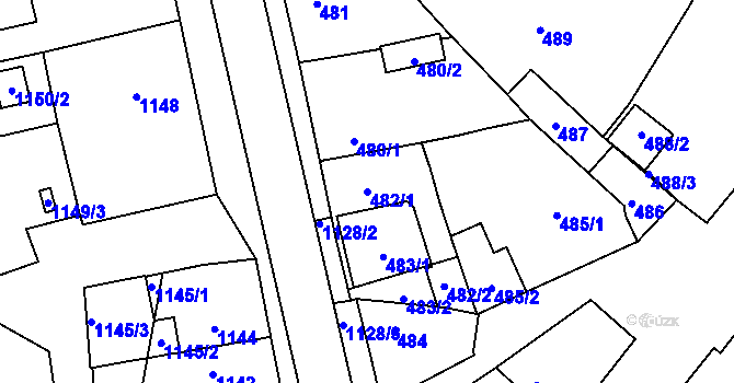 Parcela st. 482/1 v KÚ Rájec nad Svitavou, Katastrální mapa