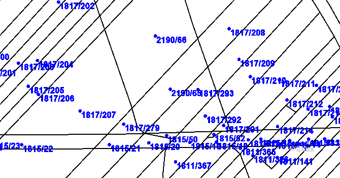 Parcela st. 2190/65 v KÚ Rájec nad Svitavou, Katastrální mapa