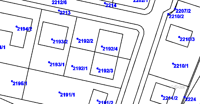Parcela st. 2192 v KÚ Rájec nad Svitavou, Katastrální mapa