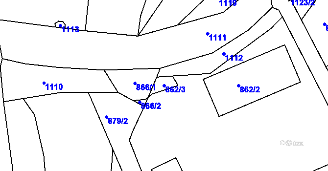 Parcela st. 862/3 v KÚ Rájec nad Svitavou, Katastrální mapa