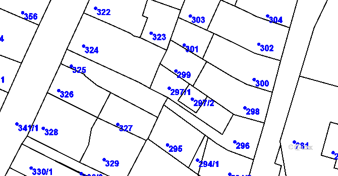 Parcela st. 297/1 v KÚ Rájec nad Svitavou, Katastrální mapa
