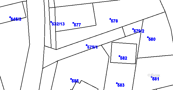 Parcela st. 579/1 v KÚ Rájec nad Svitavou, Katastrální mapa