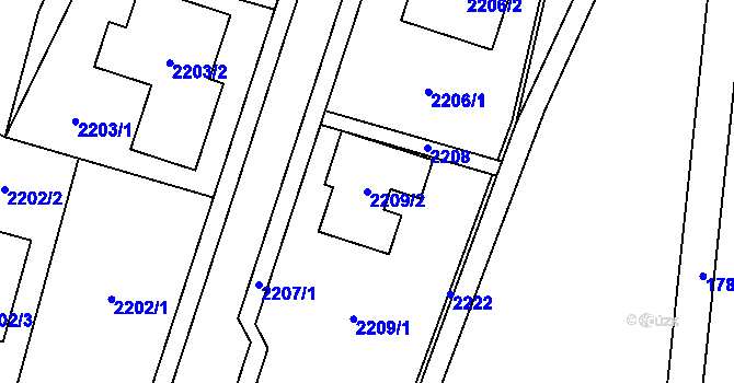 Parcela st. 2209/2 v KÚ Rájec nad Svitavou, Katastrální mapa