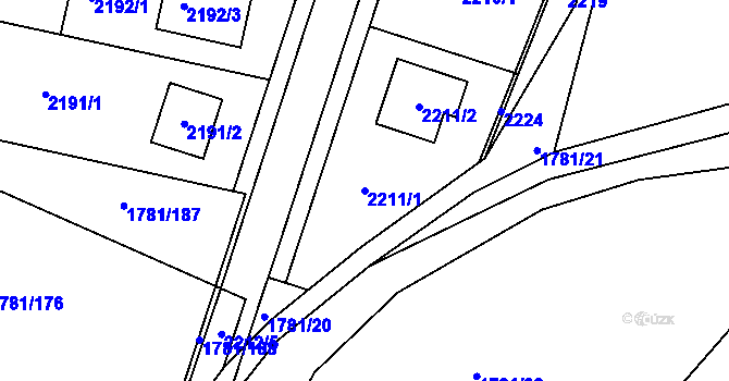Parcela st. 2211/1 v KÚ Rájec nad Svitavou, Katastrální mapa