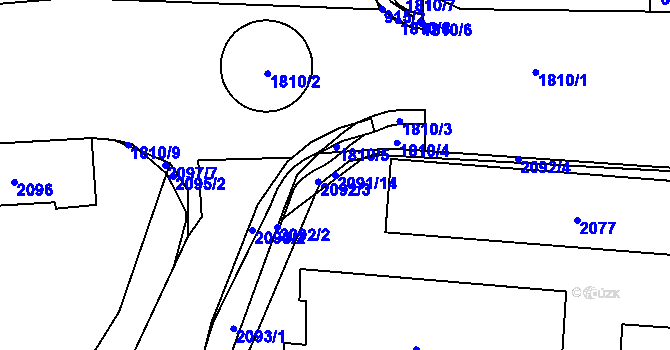 Parcela st. 2091/14 v KÚ Rájec nad Svitavou, Katastrální mapa