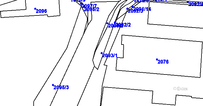 Parcela st. 2093/1 v KÚ Rájec nad Svitavou, Katastrální mapa