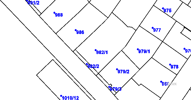 Parcela st. 982/1 v KÚ Rájec nad Svitavou, Katastrální mapa