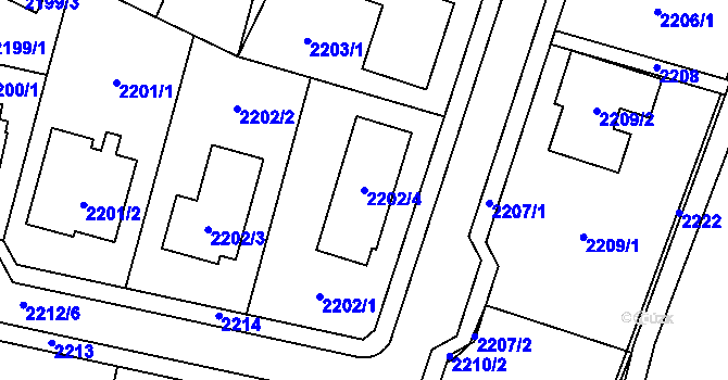 Parcela st. 2202/4 v KÚ Rájec nad Svitavou, Katastrální mapa