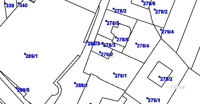 Parcela st. 276/2 v KÚ Rájec nad Svitavou, Katastrální mapa