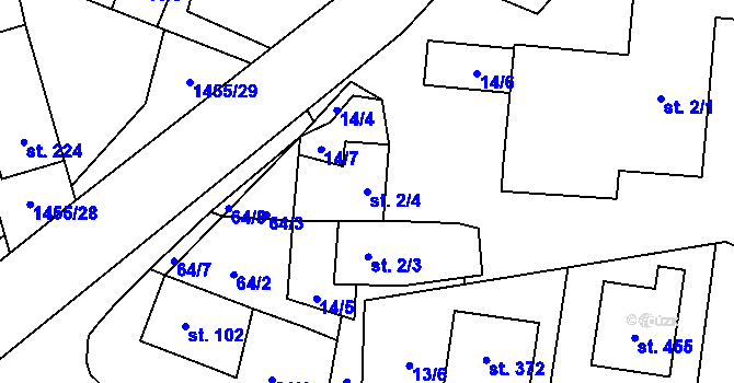 Parcela st. 2/4 v KÚ Ráječko, Katastrální mapa