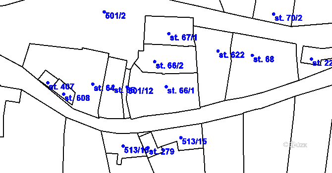 Parcela st. 66/1 v KÚ Ráječko, Katastrální mapa