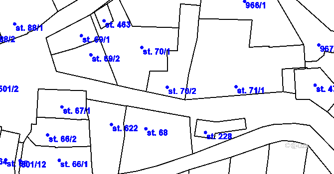 Parcela st. 70/2 v KÚ Ráječko, Katastrální mapa