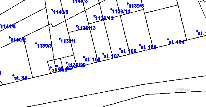 Parcela st. 107 v KÚ Ráječko, Katastrální mapa