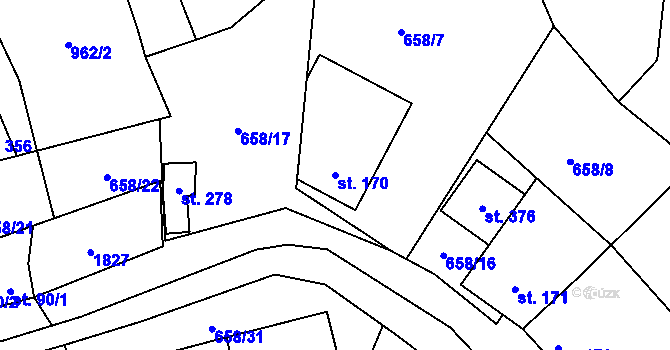 Parcela st. 170 v KÚ Ráječko, Katastrální mapa