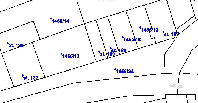 Parcela st. 189 v KÚ Ráječko, Katastrální mapa