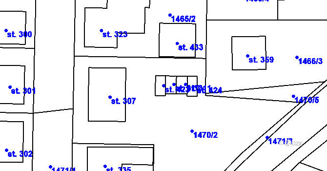 Parcela st. 423 v KÚ Ráječko, Katastrální mapa