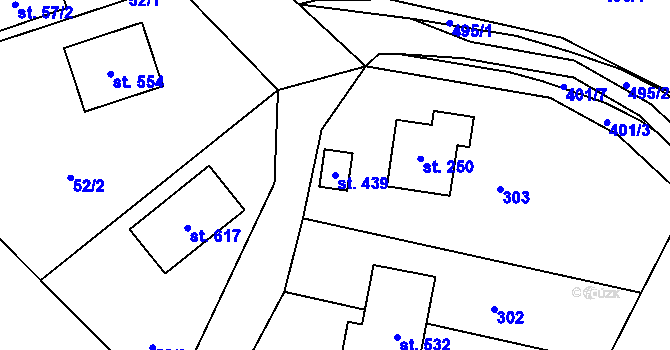 Parcela st. 439 v KÚ Ráječko, Katastrální mapa